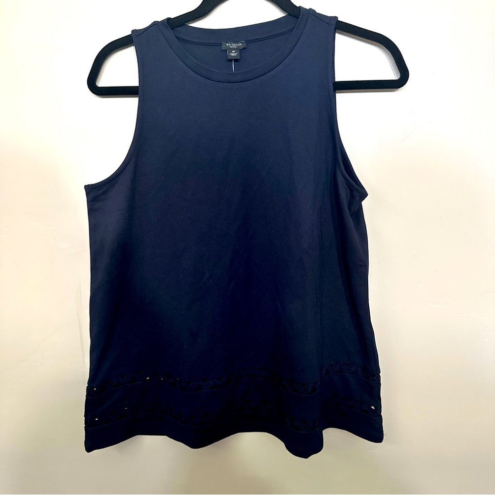 Ann Taylor Navy Blue Sleeveless top medium petite NWT